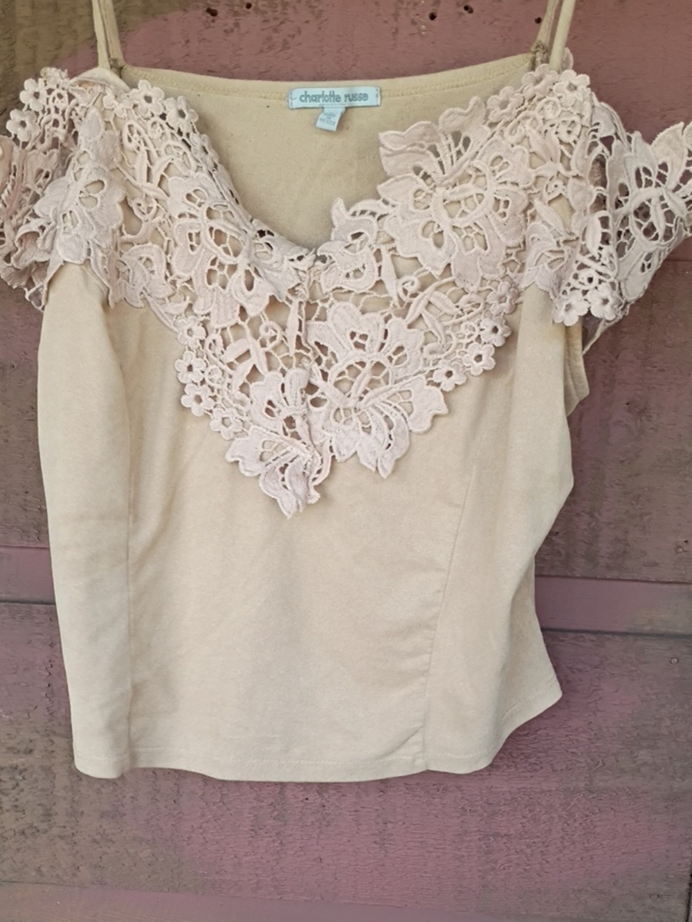 Charlotte Russe Blush Lace-Trim Camisole
